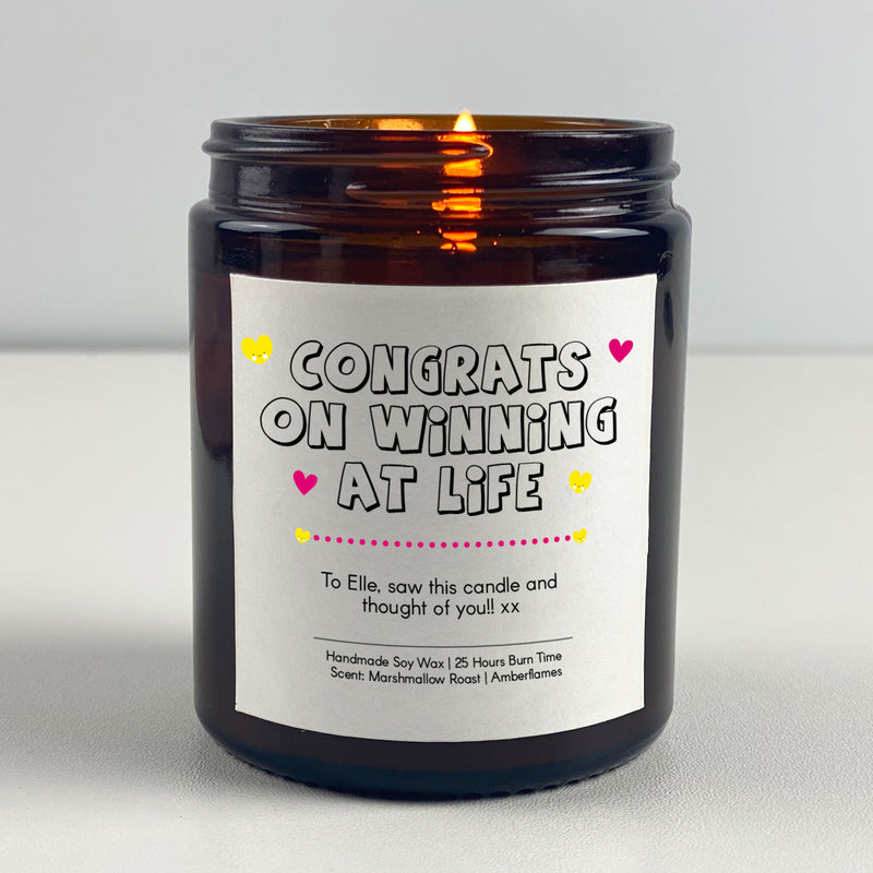 Motivational Candle Gift - Congrats on winning at life